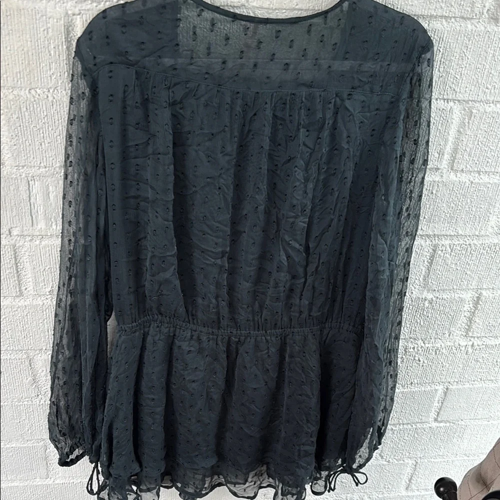 Free People Peasant Tunic Deep Jade Bishop Sleeves Mini Dress
